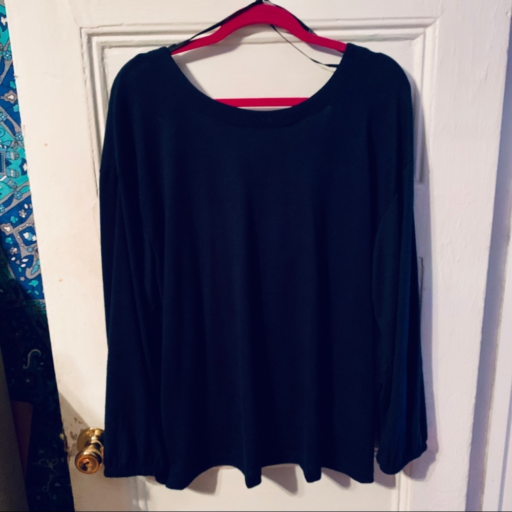 ELOQUII Navy Twisted Back Sweater
